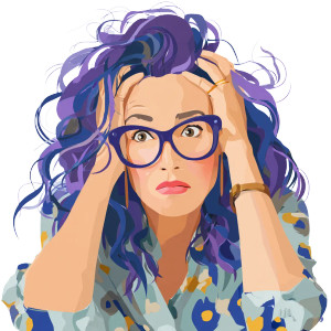 Puzzled Woman Glasses Vinyl Car Decal Sticker – Waterproof & UV-Resistant 