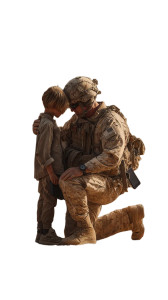 Soldier Hugging Boy Vinyl Car Decal Sticker – Waterproof & UV-Resistant 