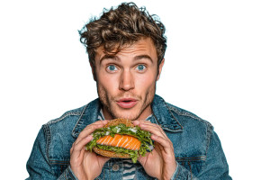 Man Eating Burger V3 Vinyl Car Decal Sticker – Waterproof & UV-Resistant Man Eating Burger V3 Vinyl Car Decal Sticker – Waterproof & UV-Resistant