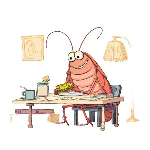 Cartoon Cockroach Lunch Vinyl Car Decal Sticker – Waterproof & UV-Resistant 