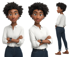 Pixar-Style Angolan Woman Vinyl Car Decal Sticker – Waterproof & UV-Resistant 