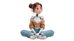 Cute Female Robot Vinyl Car Decal Sticker – Waterproof & UV-Resistant 