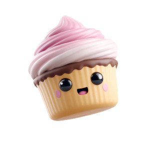 Cute Cupcake Character V3 Vinyl Car Decal Sticker – Waterproof & UV-Resistant 