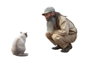 Owner Talking To Cat Vinyl Car Decal Sticker – Waterproof & UV-Resistant 