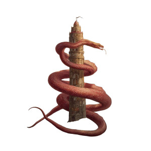 Crimson Serpent Tower Vinyl Car Decal Sticker – Waterproof & UV-Resistant 