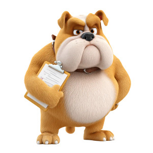 Cartoon Bulldog Checklist Vinyl Car Decal Sticker – Waterproof & UV-Resistant 