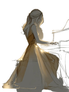 Elegant Pianist Model Vinyl Car Decal Sticker – Waterproof & UV-Resistant 