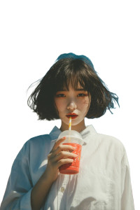 Korean Girl With Milk Vinyl Car Decal Sticker – Waterproof & UV-Resistant 