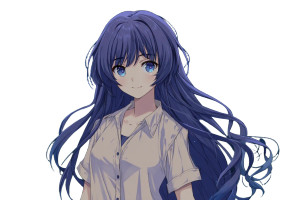 Indigo-Haired Anime Girl Vinyl Car Decal Sticker – Waterproof & UV-Resistant 