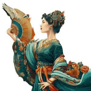 Dancing Geisha Illustration Vinyl Car Decal Sticker – Waterproof & UV-Resistant 