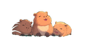 Three Chibi Capybaras Vinyl Car Decal Sticker – Waterproof & UV-Resistant 