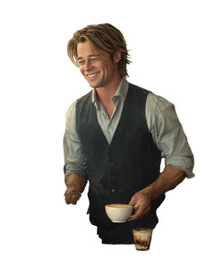 Cheerful Barista Brad Vinyl Car Decal Sticker – Waterproof & UV-Resistant 