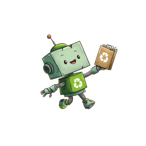 Recycling Robot Mascot Vinyl Car Decal Sticker – Waterproof & UV-Resistant 