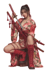 Kimono Sword Maiden Vinyl Car Decal Sticker – Waterproof & UV-Resistant Kimono Sword Maiden Vinyl Car Decal Sticker – Waterproof & UV-Resistant