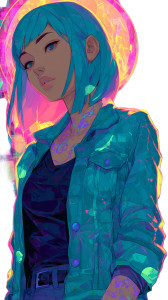 Neon Emo Girl Vinyl Car Decal Sticker – Waterproof & UV-Resistant 