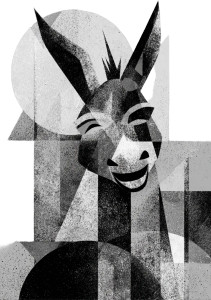 Happy Geometric Donkey Vinyl Car Decal Sticker – Waterproof & UV-Resistant 