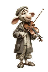 Violin Playing Sheep Vinyl Car Decal Sticker – Waterproof & UV-Resistant 