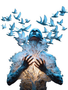 Surreal Glowing Portrait Vinyl Car Decal Sticker – Waterproof & UV-Resistant 