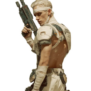 Injured Sci-Fi Soldier Vinyl Car Decal Sticker – Waterproof & UV-Resistant 