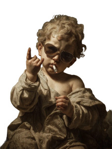 Rebellious Renaissance Cherub Vinyl Car Decal Sticker – Waterproof & UV-Resistant 