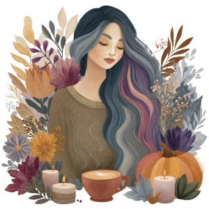 Autumn Coffee Enjoyment Vinyl Car Decal Sticker – Waterproof & UV-Resistant 