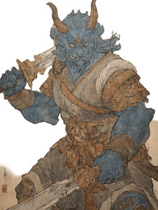 Blue Oni Warrior V2 Vinyl Car Decal Sticker – Waterproof & UV-Resistant 