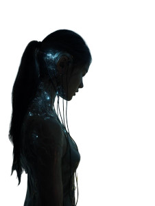 Cyborg Woman Adjusting Vinyl Car Decal Sticker – Waterproof & UV-Resistant 