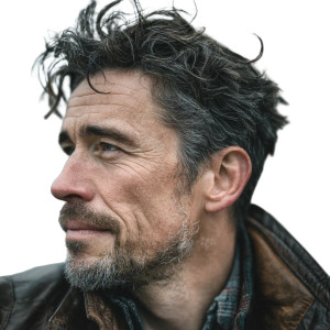 Melancholic Middle-Aged Man Vinyl Car Decal Sticker – Waterproof & UV-Resistant 