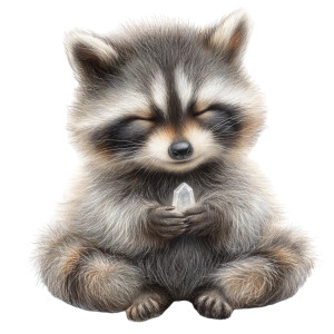 Meditating Kawaii Raccoon Vinyl Car Decal Sticker – Waterproof & UV-Resistant 