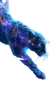 Glowing Cosmic Cat Vinyl Car Decal Sticker – Waterproof & UV-Resistant 