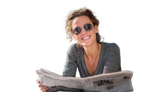 Café Reading Woman Vinyl Car Decal Sticker – Waterproof & UV-Resistant 