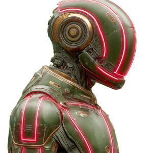 Neon Glow Robot Vinyl Car Decal Sticker – Waterproof & UV-Resistant 