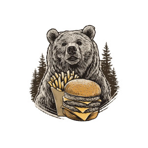 Grizzly Burger Logo Vinyl Car Decal Sticker – Waterproof & UV-Resistant 