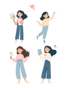 Happy Cartoon Girls V2 Vinyl Car Decal Sticker – Waterproof & UV-Resistant 