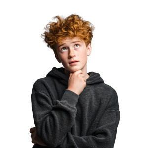 Thoughtful Redhead Boy Vinyl Car Decal Sticker – Waterproof & UV-Resistant 