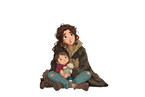 Homeless Mother And Child Vinyl Car Decal Sticker – Waterproof & UV-Resistant 