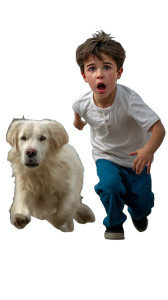 Boy And Dog Fall Vinyl Car Decal Sticker – Waterproof & UV-Resistant 