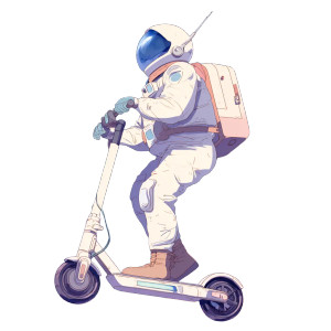 Astronaut Scooting Vinyl Car Decal Sticker – Waterproof & UV-Resistant 