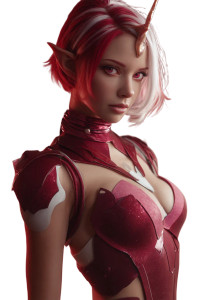 Crimson Elf Warrior Vinyl Car Decal Sticker – Waterproof & UV-Resistant 