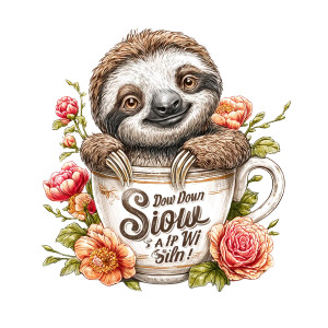 Sloth On Mug Vinyl Car Decal Sticker – Waterproof & UV-Resistant Sloth On Mug Vinyl Car Decal Sticker – Waterproof & UV-Resistant