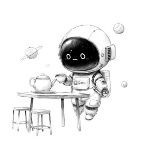 Chibi Astronaut Tea Vinyl Car Decal Sticker – Waterproof & UV-Resistant 