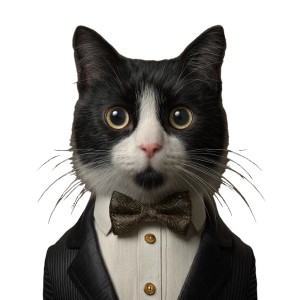 Tuxedo Cat Suit Vinyl Car Decal Sticker – Waterproof & UV-Resistant 