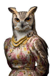 Anthropomorphic Owl Portrait Vinyl Car Decal Sticker – Waterproof & UV-Resistant 