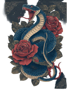 Cobra And Roses V2 Vinyl Car Decal Sticker – Waterproof & UV-Resistant 