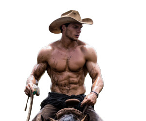 Muscular Cowboy Brad Vinyl Car Decal Sticker – Waterproof & UV-Resistant 
