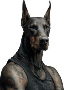 Doberman Humanoid Vinyl Car Decal Sticker – Waterproof & UV-Resistant 