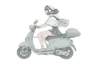 Girl On Scooter V4 Vinyl Car Decal Sticker – Waterproof & UV-Resistant 