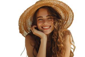 Woman In Straw Hat Vinyl Car Decal Sticker – Waterproof & UV-Resistant 