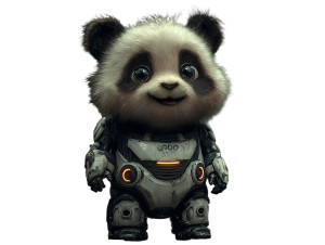 Baby Robot Panda Vinyl Car Decal Sticker – Waterproof & UV-Resistant 