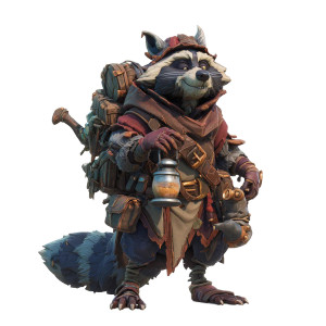 Medieval Raccoon Merchant Vinyl Car Decal Sticker – Waterproof & UV-Resistant 